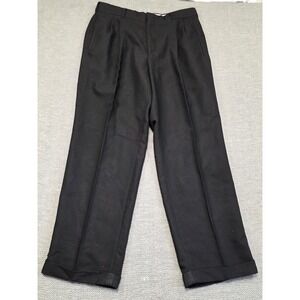 John Henry Mens Black Pleated Cuffed Dress Pants 34x30 32935212 BK